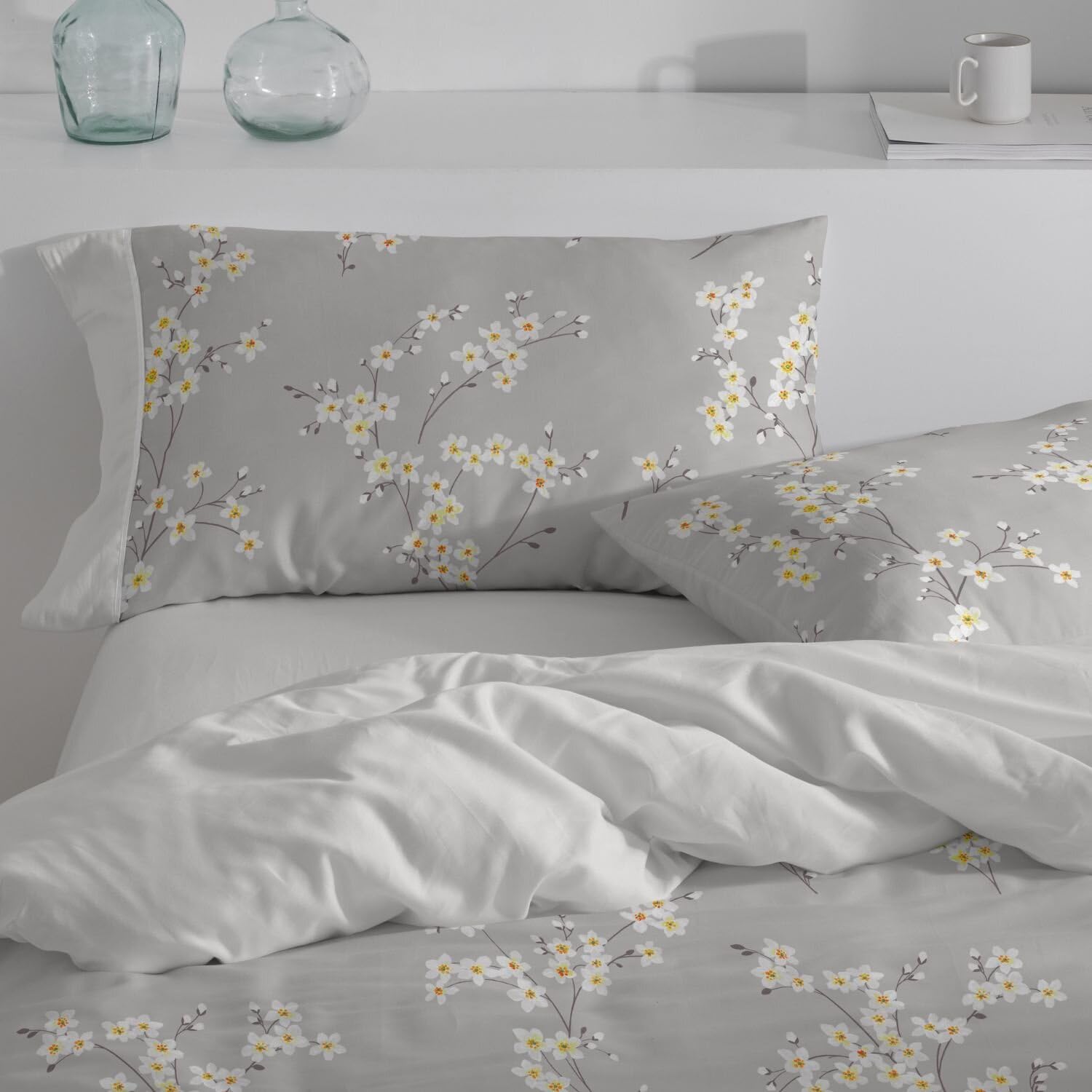 Burrito Blanco | Fundas nórdicas Estampadas | Cama de 150 a 160cm (+Medidas Disponibles) | Poliéster 50% Algodón 50% | Diseño 531 | Color Gris (150-160x190/200cm)