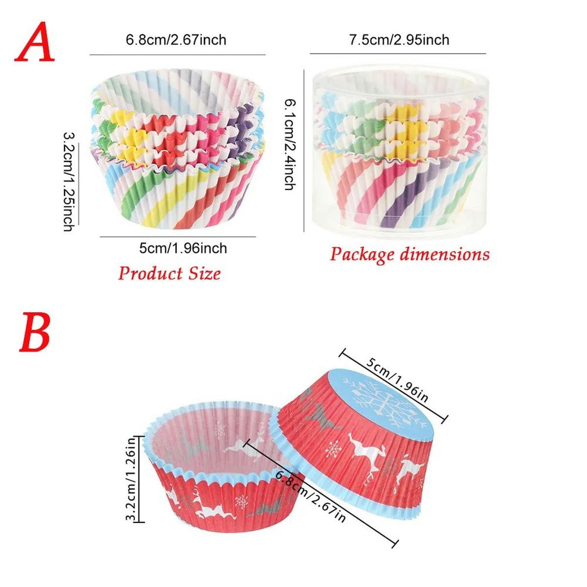 300 Involucri Carta Per Muffin Arcobaleno - Diametro Base 5cm, Altezza 3cm, Anti-Olio - Foto 4