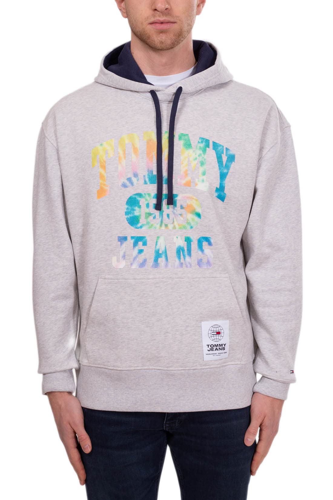 Tommy Jeans - Bluza męska z nadrukiem Logo, szary, XXL