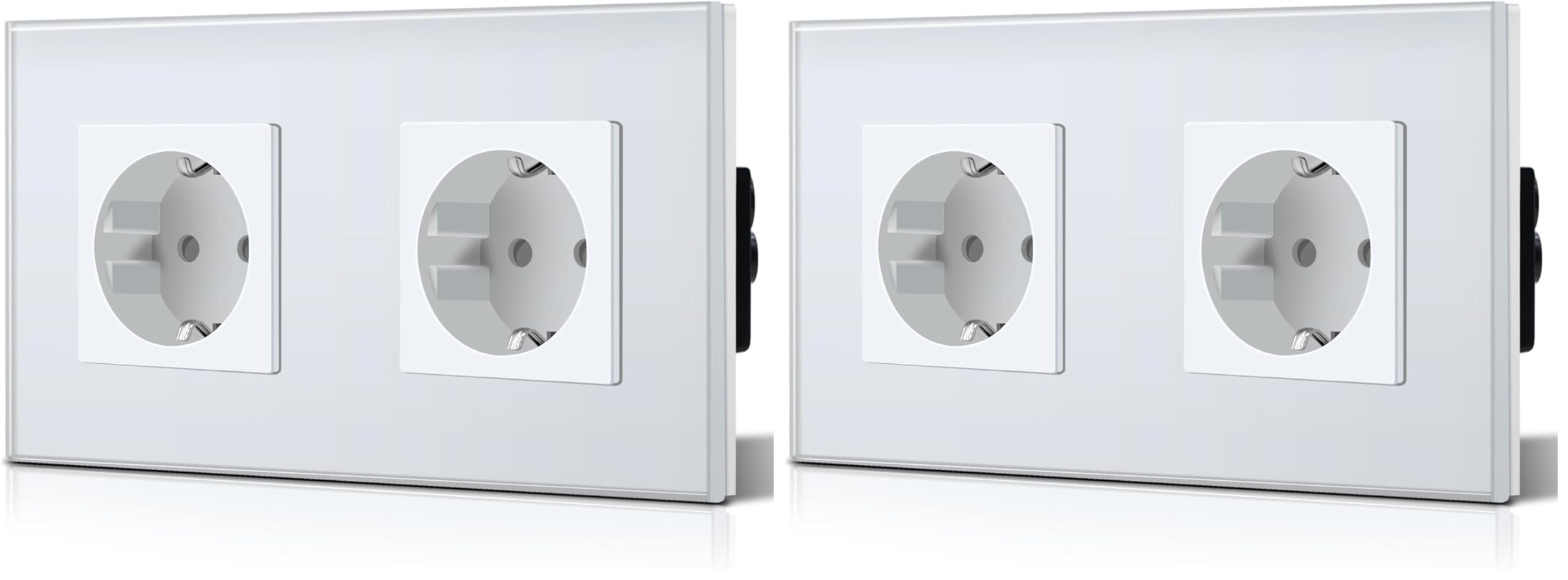 BSEED Enchufe de Pared con Cristal,Enchufes Dobles Empotrados,Toma de Corriente,Seguridad infantil,Fácil de Instalar,M Serie,2 Enchufes,157mm Blanco — view 12