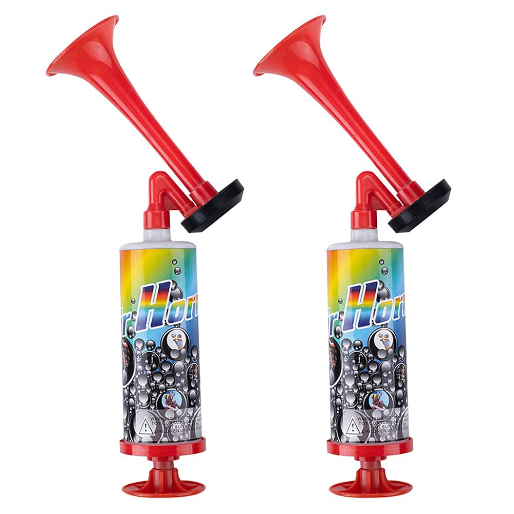 Tromba da Stadio, 2 Pezzi Trombetta da Stadio Forte,Corno da Stadio,Handheld Fanfare Air Horn Estremamente Forte,Tromba ad Aria Compressa per Feste,Partite di Calcio,Eventi Sportivi Rosso