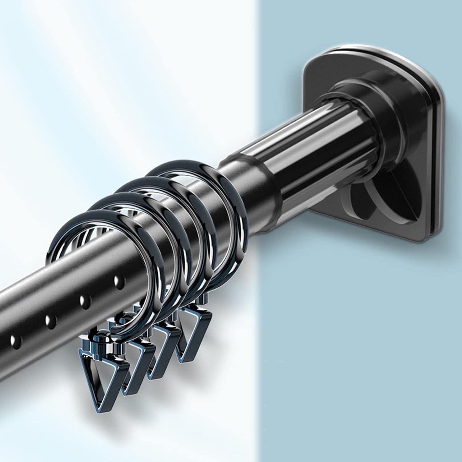 Shower Curtain Rod, L-shaped Shower Curtain Rod，Shower Curtain Rod Black Window Curtain Pole Adjustable, Shower Curtain Rod, No Drilling, No Screws, for Curtains,Kitchen, Closet,Hanging Pole, Diameter