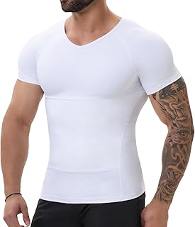 Body Shaper Herren Kompressions Shirt Tight Elastische V-Ausschnitt Schlank Figurformende Bauchweg Unterwäsche Unterhemd Shape Untershirt Shapewear Top Männer