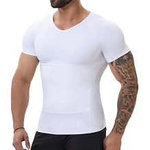 SLIMBELLE Body Shaper for Men V-Neck Elastic Slimming Waist Trainer Tummy Control Compression Shirt Men Base Layer Undershirts Compression top Shapewear