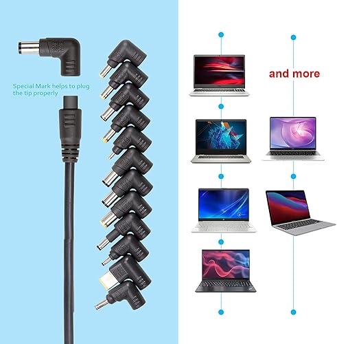 Miniatura 5 de Cargador universal para laptop con pantalla LCD de 90 W, adaptador de CA delgado, cable de fuente de alimentación con puerto USB 5V2.1A para móvil,