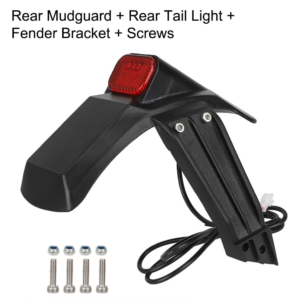 Parafango posteriore con fanale posteriore a LED per scooter elettrico Kukirin G2 Pro DB, kit parafango in ABS con staffa di montaggio e viti