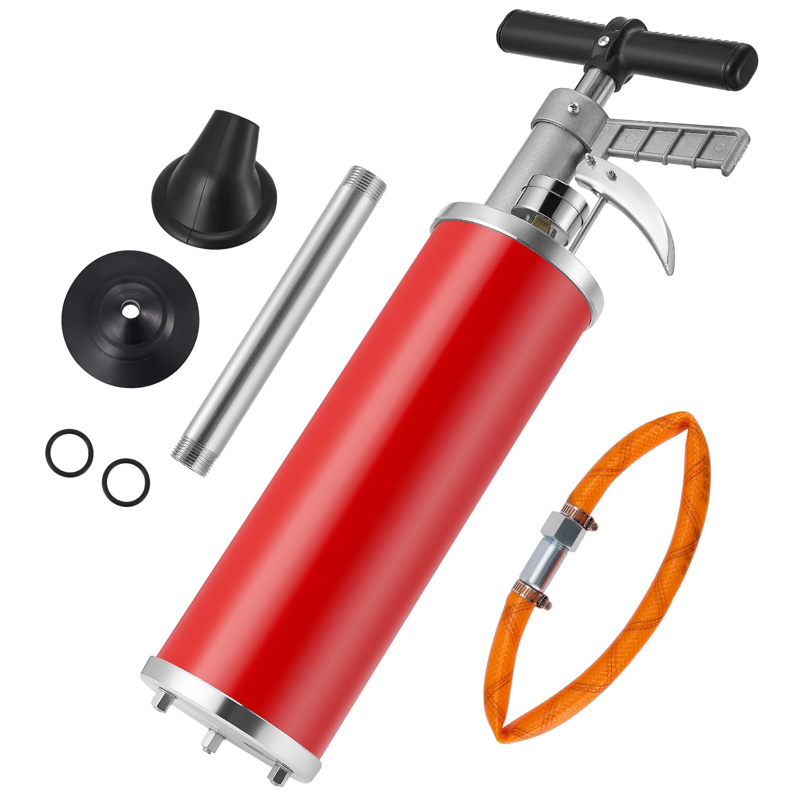 Desatascador Tuberias a Presion con indicador de presión de aire, desatascador de inodoros con 2 ventosas, limpiador de tuberías con aire comprimido para lavabos, baños, duchas y cocinas