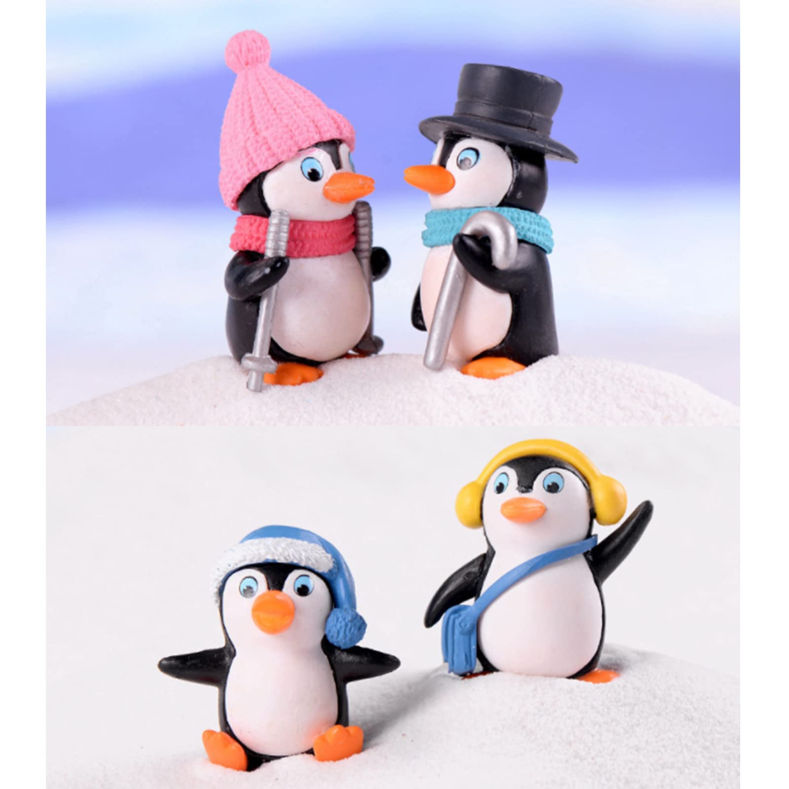 8 Mini Statuette Pinguino In Resina - Per Decorazione, Bonsai, Giardino O Portachiavi