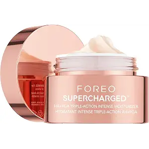 FOREO SUPERCHARGED Crema Hidratante Facial Triple Acción HA+PGA - Crema Hidratante Facial Mujer - Contorno de Ojos - Acido Hialuronico - Vitamina E - Vegano - Crema Facial Hombre - Skincare - 50 ml