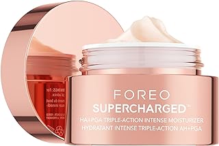 FOREO SUPERCHARGED HA+PGA (üçlü aksiyon yoğun) Yüz Nemlendirici - Yüz için Kırışıklık Kremi - Hyaluronik Asit ve Squalane - Vegan - Zulüm ve Glutensiz - Temiz Cilt Bakımı - 1.6 fl.oz