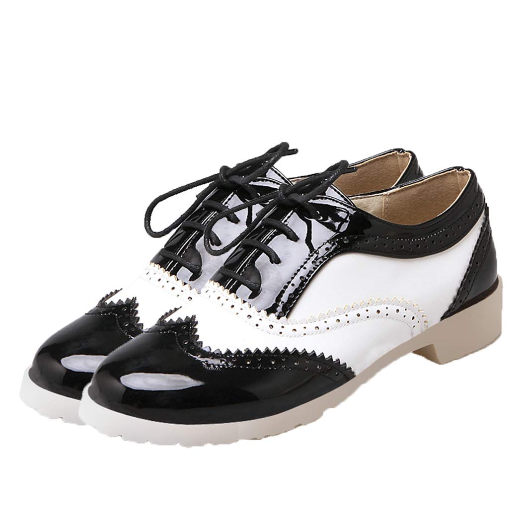 Bellirala Women Oxfords Flats Brogue Wingtip Lace up Dress Shoes Pumps