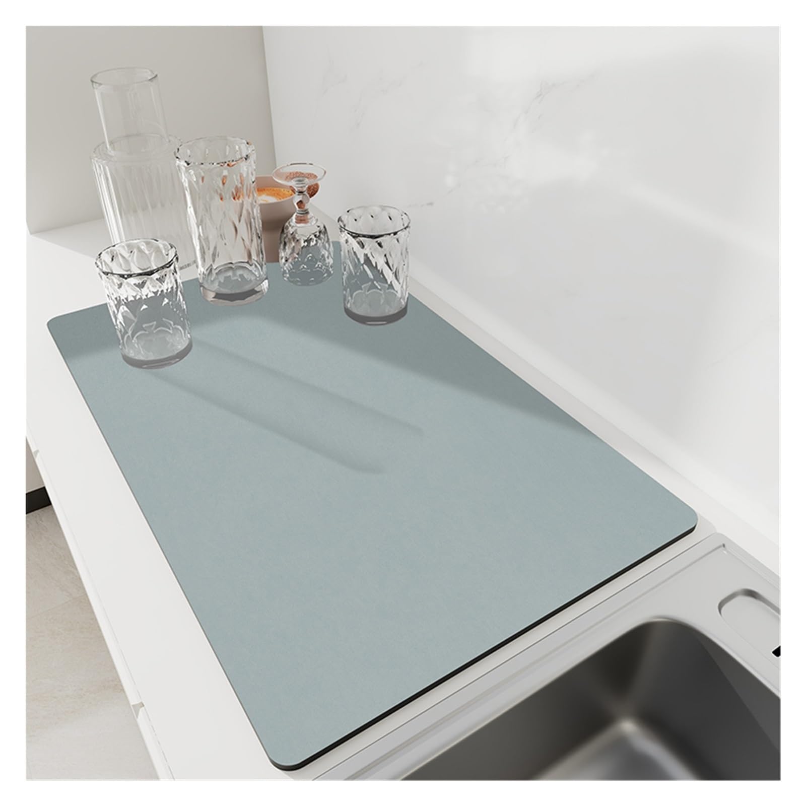 Tappetino assorbente antiscivolo da cucina per piatti e caffè, ad asciugatura rapida, impermeabile, 2,60 x 90 cm, perfetto per cucina e sala da pranzo