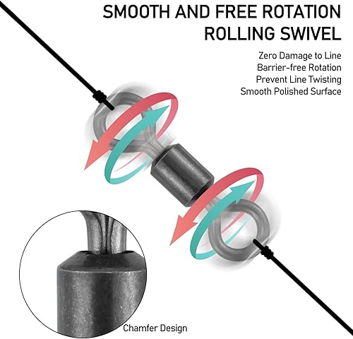 Miniatura 5 de Alwonder Barril de pesca giratorio 20  50 unidades giratorias de pesca giratorias de agua salada, aparejos de pesca resistentes de acero inoxidable