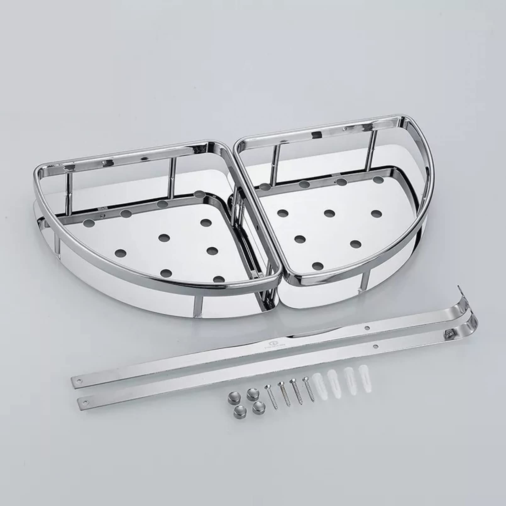 Estante de baño Divisor de baño Deluxe 304 de Acero Inoxidable de Doble Nivel, Ducha de Esquina, Cesta Brillante, Estante ordenado, Organizador de Almacenamiento