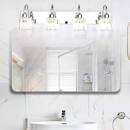 Miniatura 141 de Ralbay - Luces para tocador de baño doradas, 3 luces, de cristal dorado, modernas lámparas para usar sobre el espejo. dorado (Round-Gold),dorado