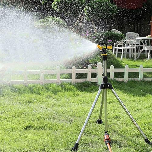 JoyousMall - Arroseur à trépied en métal avec hauteur télescopique et pulvérisateur rotatif pour une meilleure couverture de l'eau dans les jardins et les pelouses