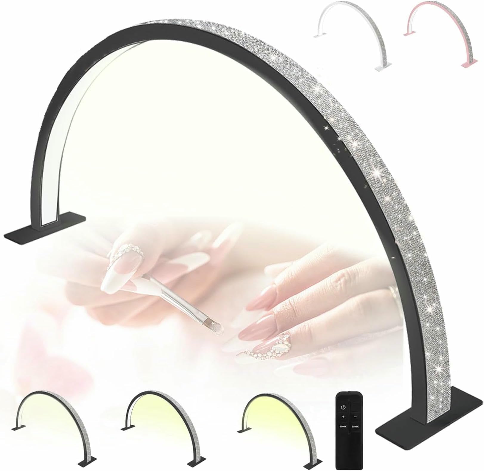 Lampe LED demi-lune pour ongles accessoire nail art et anneau lumineux esthéticienne
