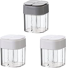 UgyDuky 3 Pack Clear 4-in-1 Plastic Salt and Pepper Shaker, 4 Grids Flip Empty Spice Dispenser, Transparent Spice Shaker Jars, Seasoning Shaker with Lid Spice Containers for Travel Home Kitchen Cooking BBQ