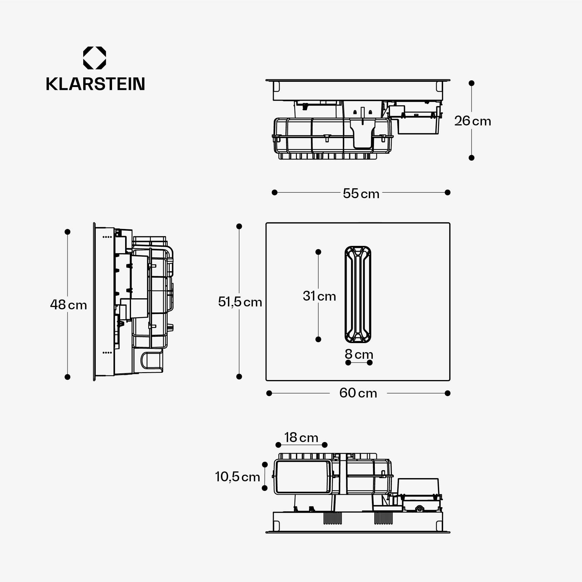 Klarstein AirJet Basic Płyta indukcyjna z okapem - Moc 10 kW, Boost 600 m³/h, Klasa energetyczna A+, Cicha 52 dB, Panel dotykowy, 9 stopni, Filtr aluminiowy, Czarna