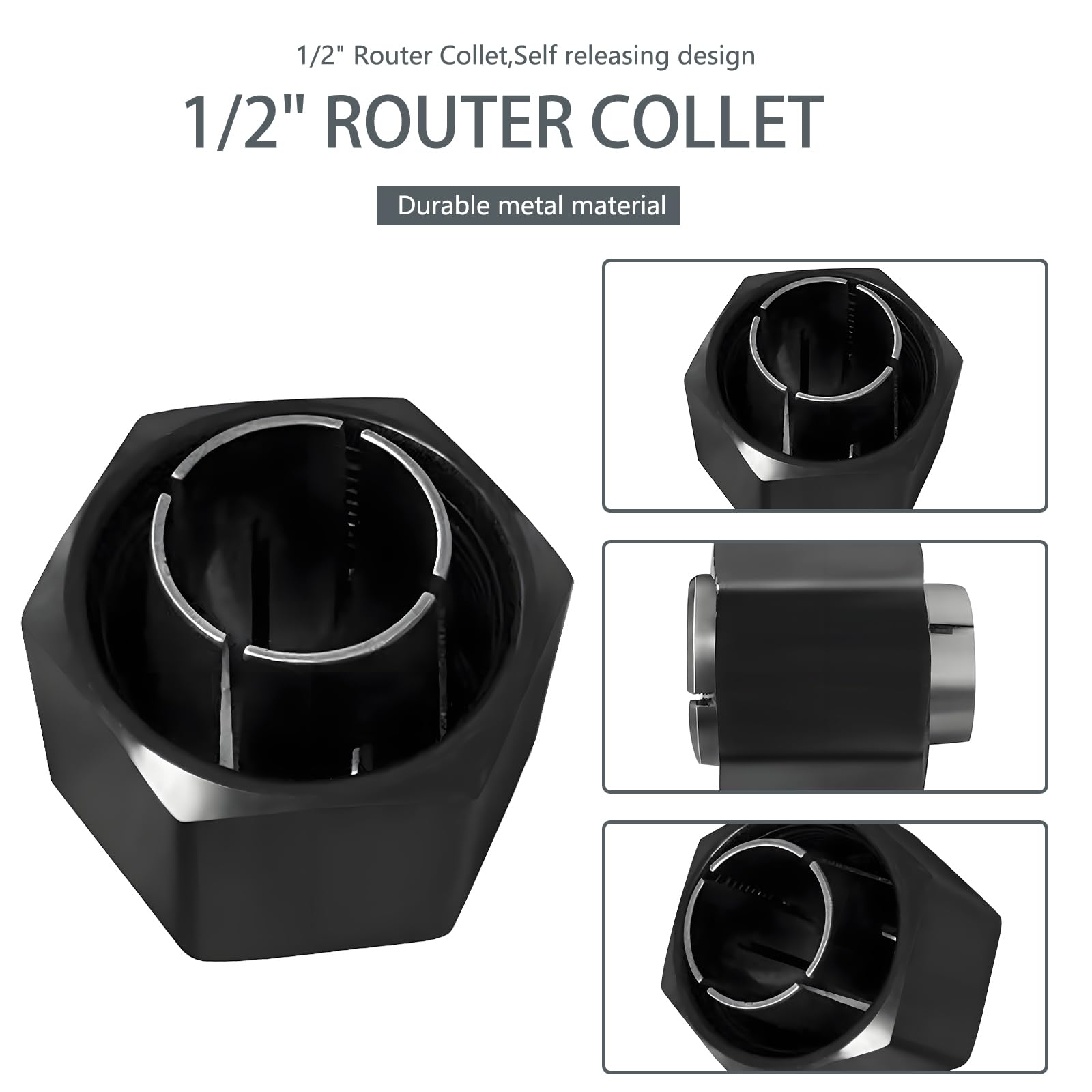 1/2" And 1/4" Router Collet For Dewalt DW621 DW616 DW618 Dw622 Dw626 Router, For Bosch 1617, 1617EVS, 1618, 1618EVS, 1613, 1613EVS, 1613AEVS Router Part No. 326286-03, 326286-04, 2610906283,2610906284