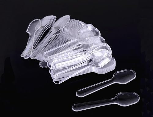 1 paquete (500 piezas) de mini cuchara desechable de plástico transparente mejor para gelatina, pudín, yogur, helado, desierto, pasteles, aperitivos