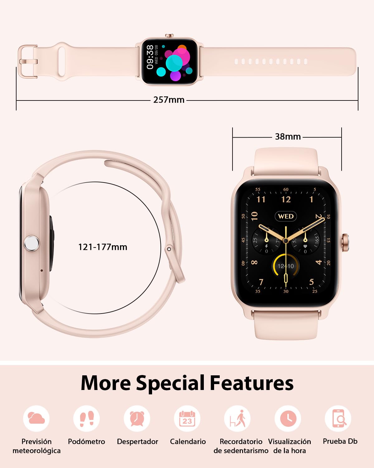 Reloj Inteligente Mujer Hombre con Voz de Alexa y Llamadas, 1.8" Smartwatch con Oxímetro/Pulsómetro/Monitor Sueño/Podómetro, 100 Modos Deportivos, Impermeable IP68 Regalo Mujer Hombre para Android iOS