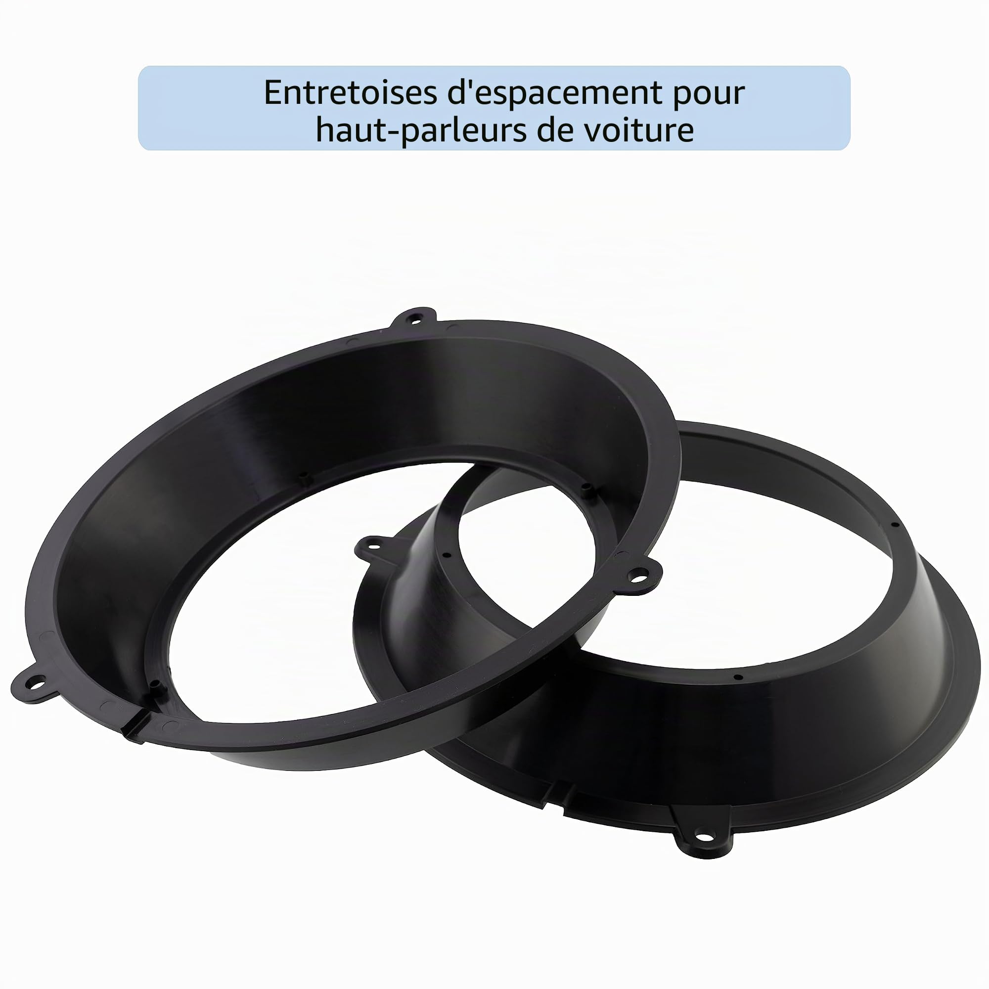 AERZETIX - C11583 - Lot de 2 Adaptateurs/Supports pour Haut-Parleurs de Voiture Ø165 mm en Plastique - Côté de Montage Portière Avant - Compatible avec Fiat Panda
