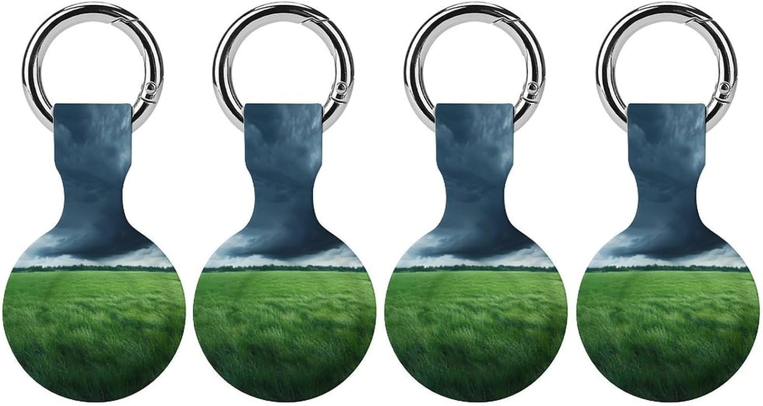 Dark Storm Clouds Funny Cover Compatible with AirTag Case Protector GPS Tracker Holder with Keychain