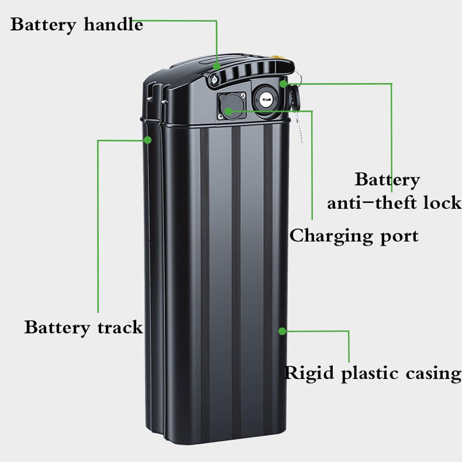 Batterie de vélo électrique 48V 8Ah/10Ah/12Ah/15Ah/18Ah Batterie Lithium-ION Ebike pour Moteurs 250W-1000W avec Chargeur BMS Poignée de transport et verrouillage de sécurité 48V 8Ah
