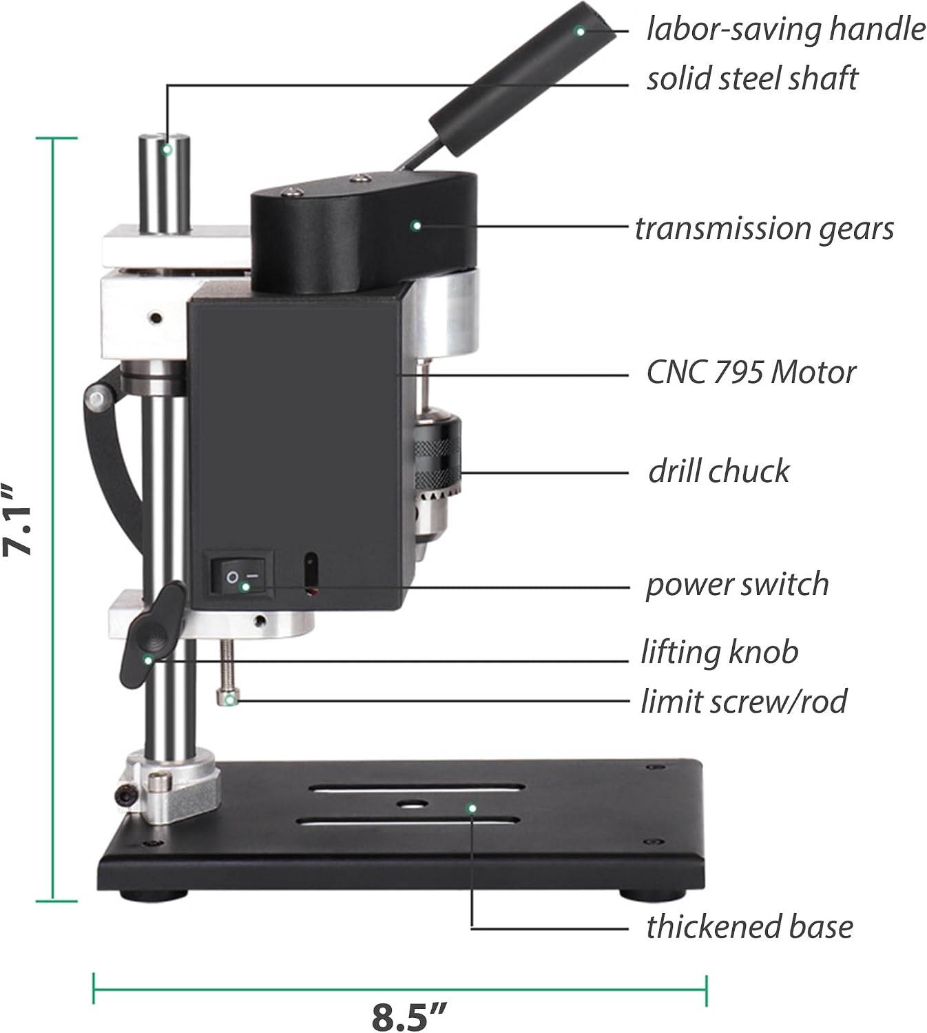 Mini Drill Press, Electric Portable Benchtop Drill Press with Flexible Shaft, Vise, Combo Drills Bit Set, 7-Gear Speed, 0.6-6.5mm Chuck for Precision Jewelry Making Woodworking Metalwork Crafts