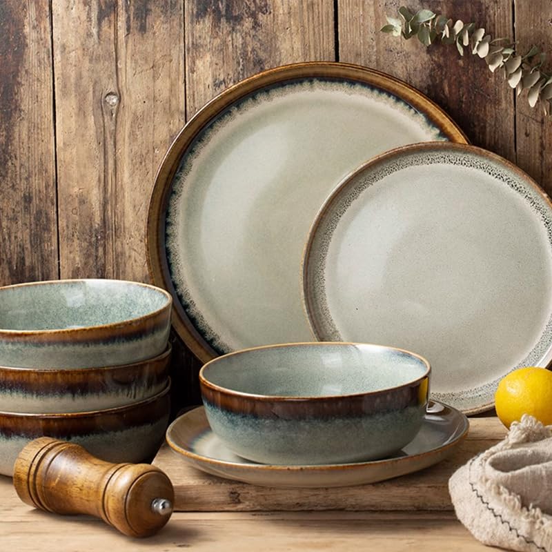 Talerze do makaronu, ceramiczne, deserowe, zastawa stołowa, retro, ceramiczny, zachodni talerz do steków, miska na makaron, talerz deserowy, miska na owoce, salaterka, duże talerze obiadowe,