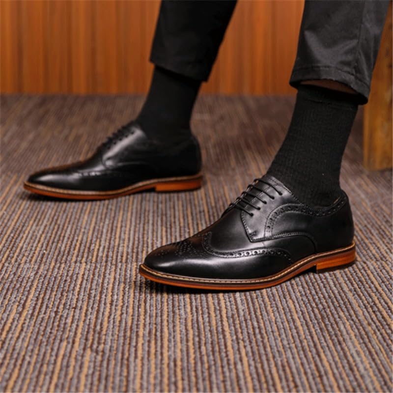 Formal Wear Men's Shoes Wedding Shoes Business Large Sizes Lightweight Soft Lace Up Pointed Toe Fashion Wild Embossing Shoes for Men3