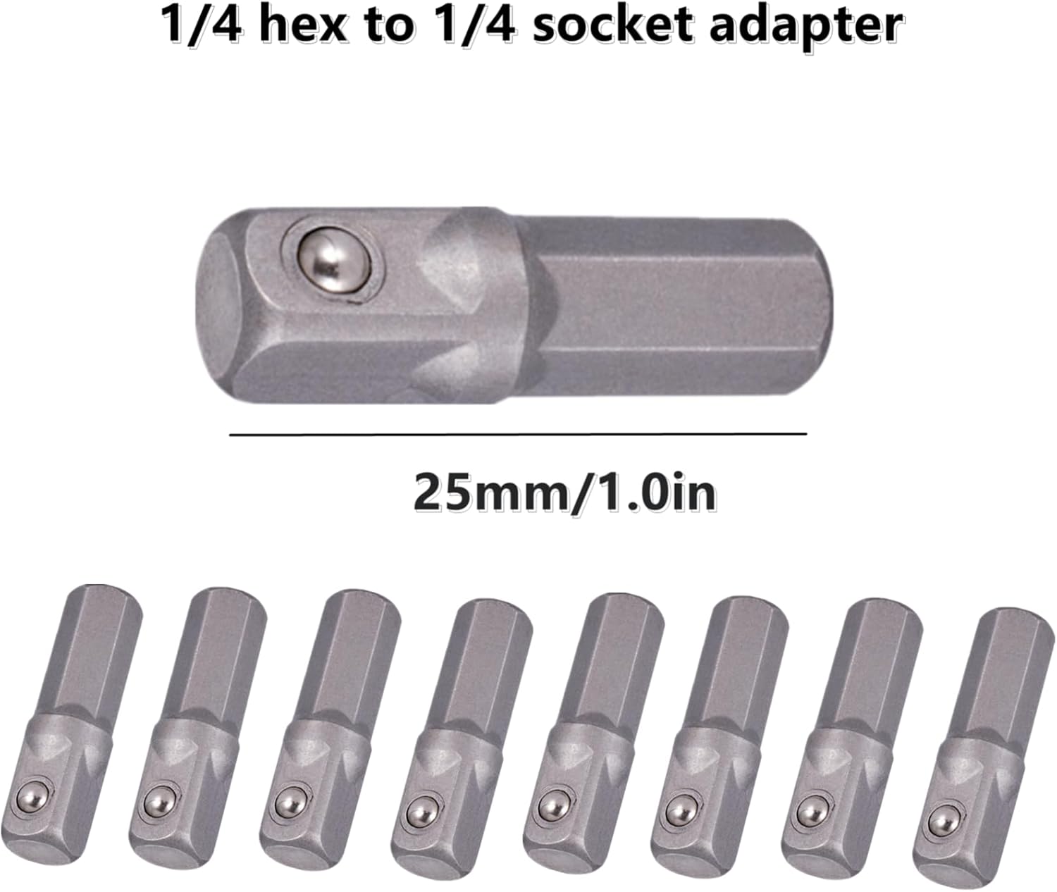 12 Pcs 1/4 Socket Adapter Hex to Square Drive - Gray-Black for Electric Drill Wireless Screwdrivers