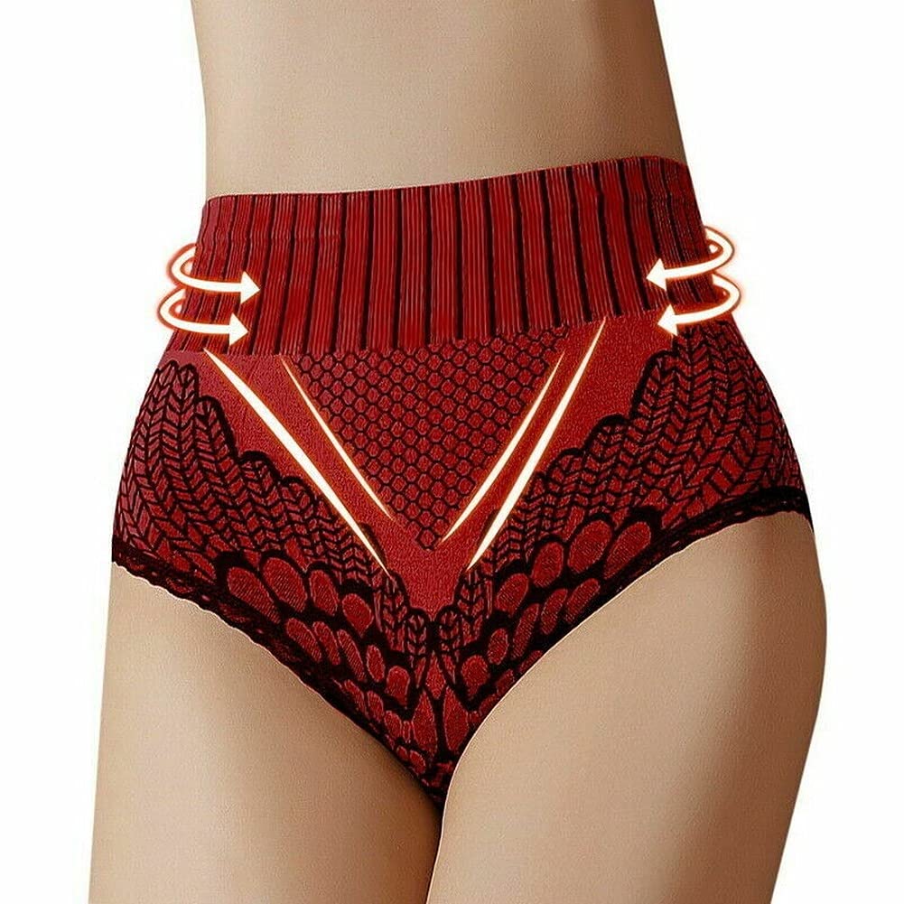 ASLKK2pcs Women Seamless Lace Panties High Waist Hip-Lift Recovery Underwear Knickers