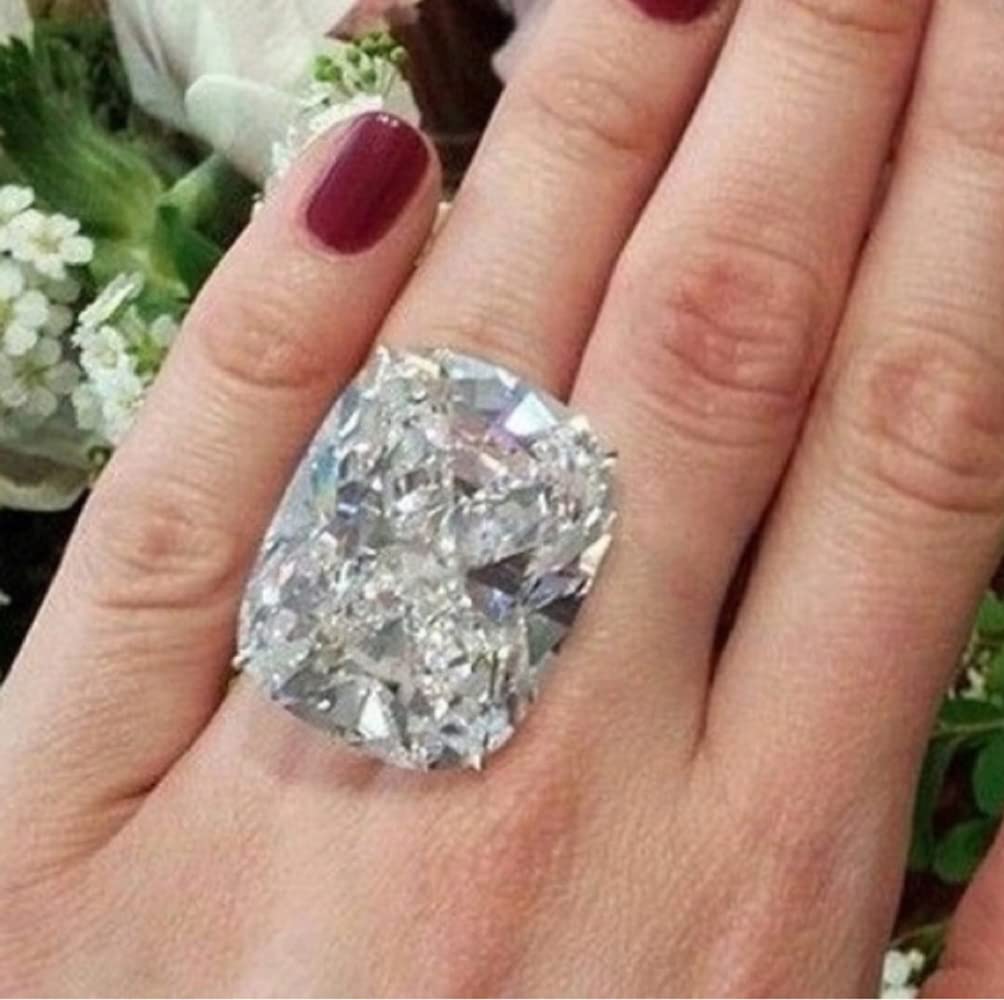 WDIYIEETN 925 Sterling Silver Shiny Huge White Birthstone CZ Crystal Wedding Rings (8)