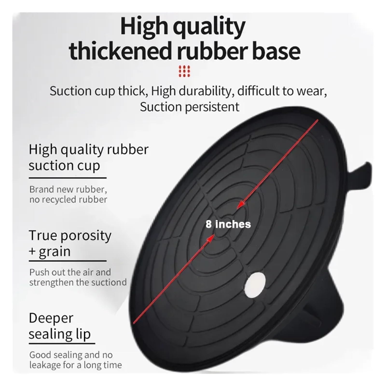 Ventosa de vacío, capacidad de carga de 200kg, esparcidor de vacío de alta resistencia for adsorción de azulejos, elevación de vidrio de granito, taza de 8 pulgadas(Black 1 PC)