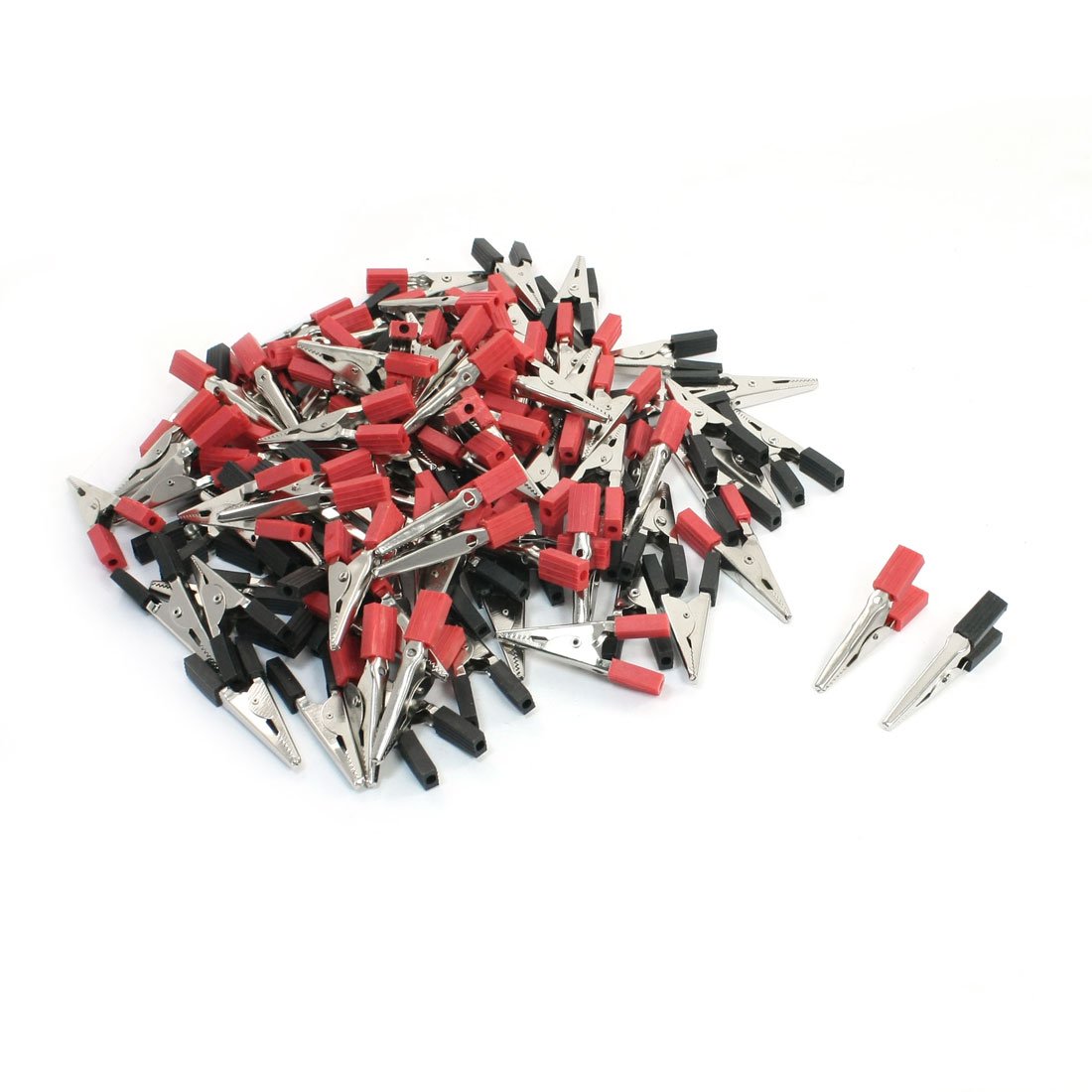 uxcell 50Pairs Black Red Nonslip Grip Insulated Test Lead Crocodile Clips 1.8