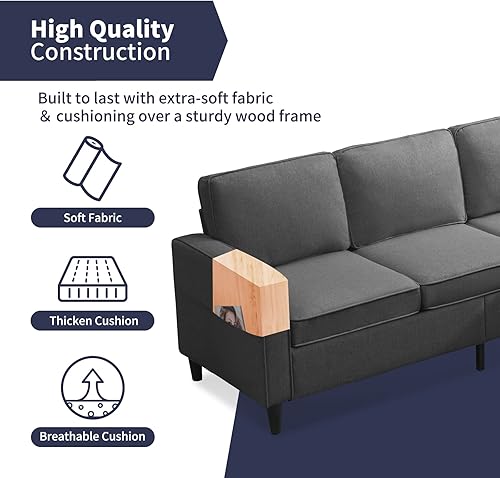 Miniatura 6 de ZAFLY Juegos de muebles de sala de estar, sofá seccional con otomana de almacenamiento, sofás seccionales con bolsillos de almacenamiento para sala