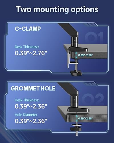 Miniatura 9 de MOUNTUP Brazo de monitor único resistente para pantallas de 42, 40, 39, 34, 32 y 27 pulgadas, soporte de monitor para escritorio soporta 4.4-33