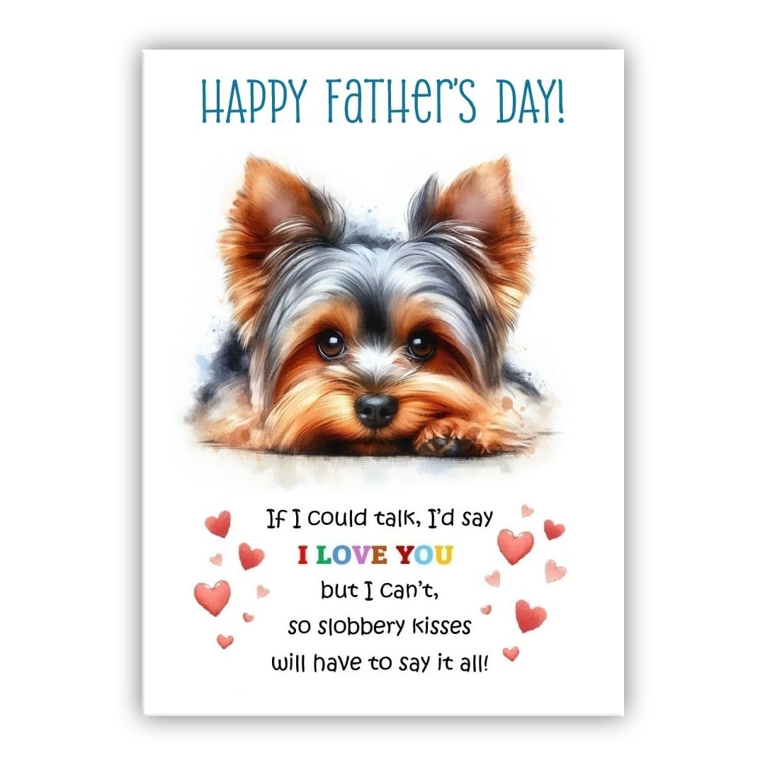 Father’s Day Card From the Dog. Multiple Breeds Available. Cute Fathers Day Pet Card (• Yorkshire Terrier tan and black – Yorkie – York Terrier)