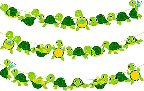 Miniatura 2 de Cartel de fiesta de tortuga, 3 piezas bajo el mar, tortugas marinas, fiesta de cumpleaños, decoración de fiesta de cumpleaños para temática