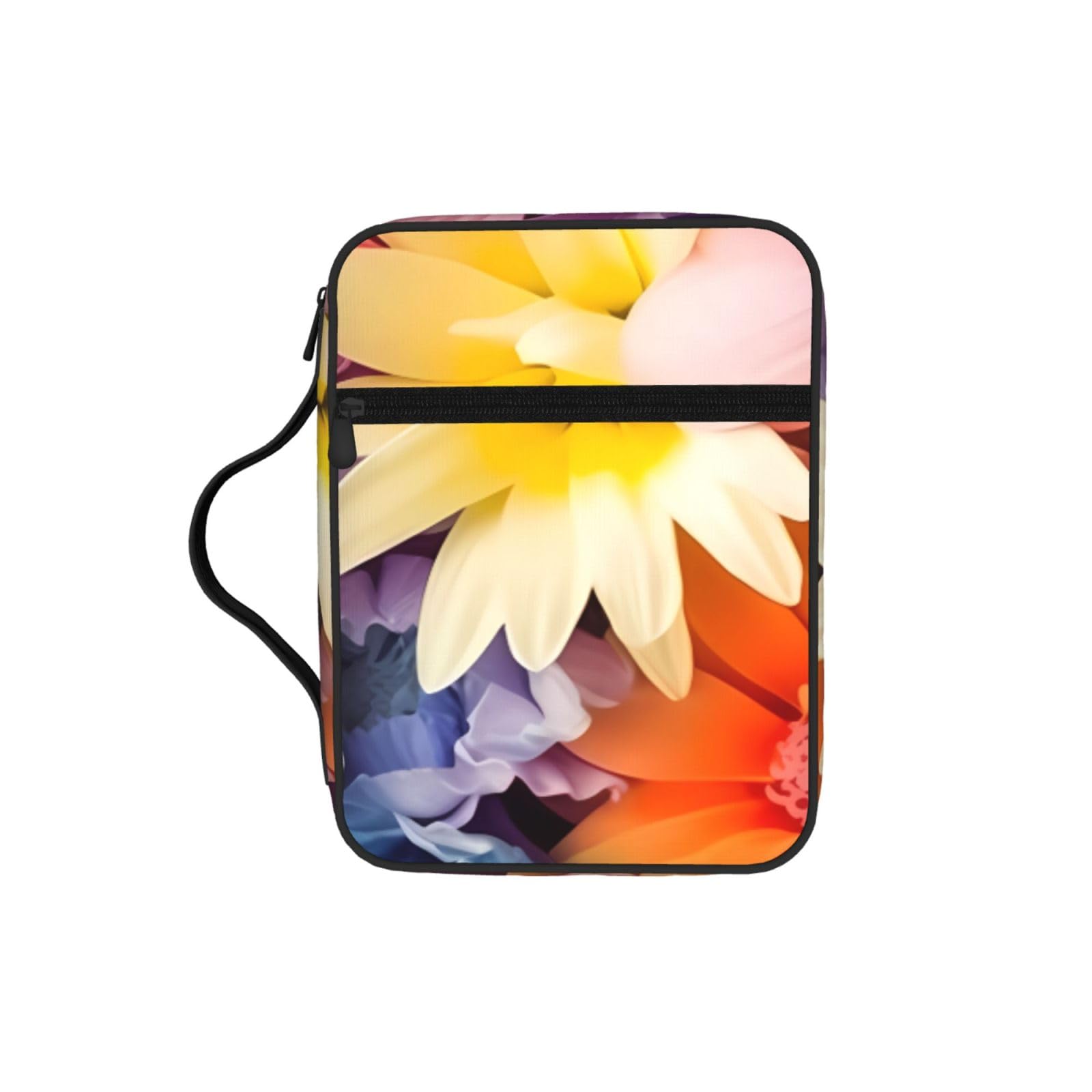 Colorful Flowers Bible Cover Case Waterproof Bible Bag With Handle Organizer Storage Book Cover For Bible Study