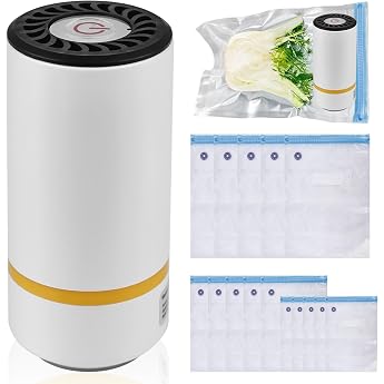 Leikurvo Vacuum Sealer with 15 Vacuum Bags Mini Vacuum Sealer Hand Vacuum Sealer Foil Sealing Machine Vacuum Sealer for Dry or Wet Food