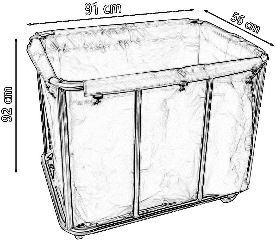 Carrelli, Carrello per la casa, Carrello portabiancheria con Ruote, Carrello portabiancheria con Ruote - Cesto portabiancheria per la casa con Borsa in Tela di Bue/m
