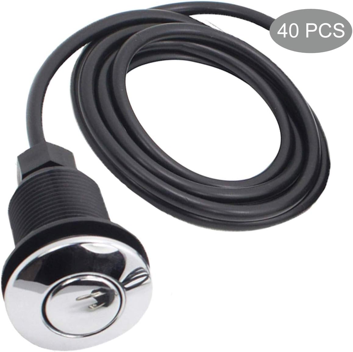 Air Activated Switch Button with Air Hose, Sink Garbage Disposal Parts (SHORT, POLISHED STAINLESS STEEL) 20pcs