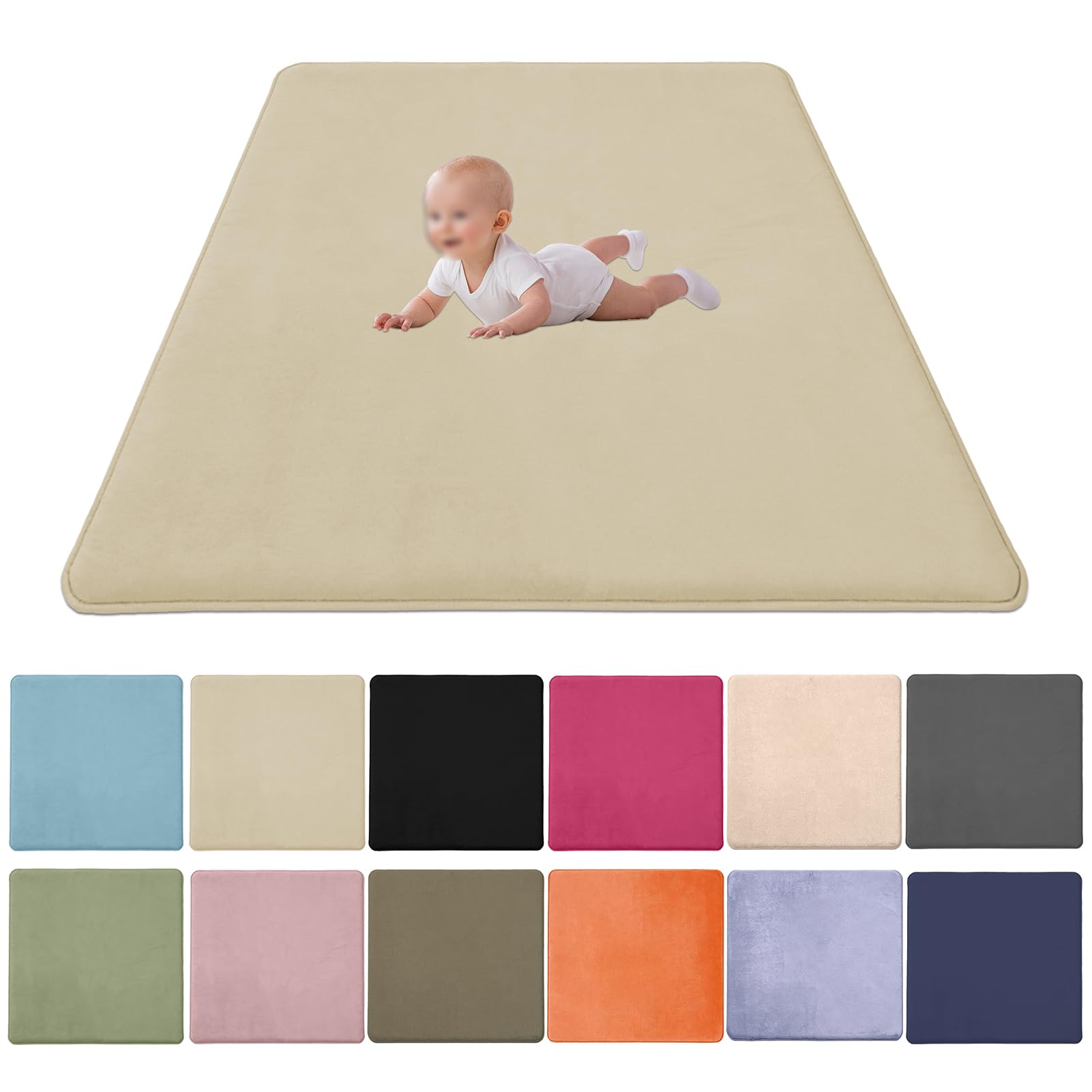 2CM Thick Coral Velvet Baby Play Mat, Baby Crawling Mat Nursery Rug for Crawling & Playing for Bedroom Kids Room, Nursery Babies Mats for Floor Play with Non-slip Backing 60x90cm/23.62x35.43inch