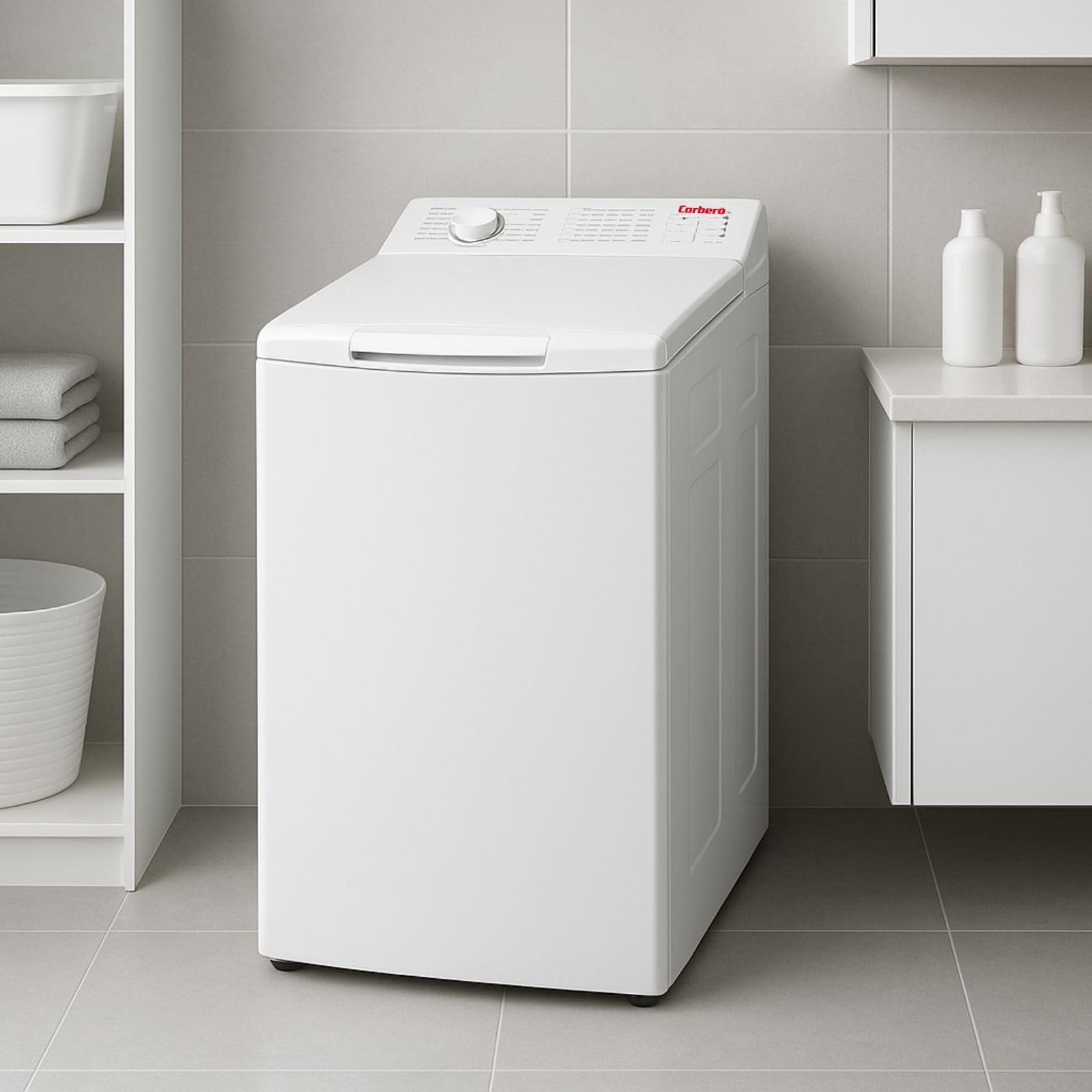 Corberó - Lavadora Carga Superior 6.5kg| CLACSM6524 | 1200 RPM | 16 Programas, Función Vapor, ECO, limpieza tambor| Inicio Diferido| Lavado Rápido | Planchado Fácil | Indicadores LED | Blanco — view 2