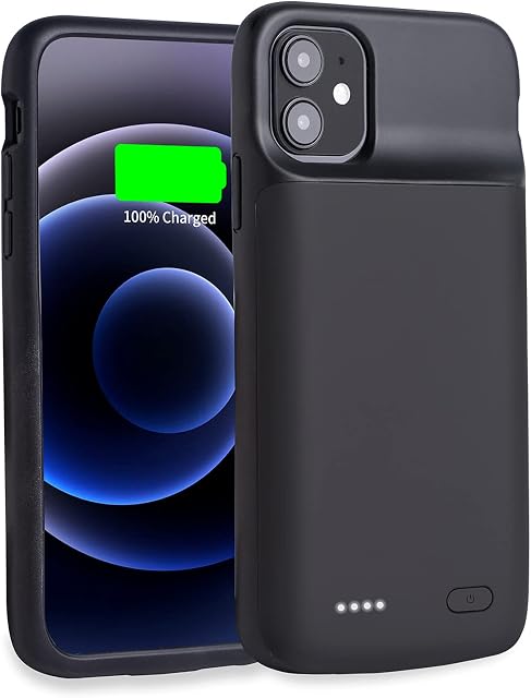 HYZJA Battery case for iPhone 11, 5000mAh Slim Extended Charging Case for iPhone 11 Rechargeable Portable Power Bank Charger Case Black