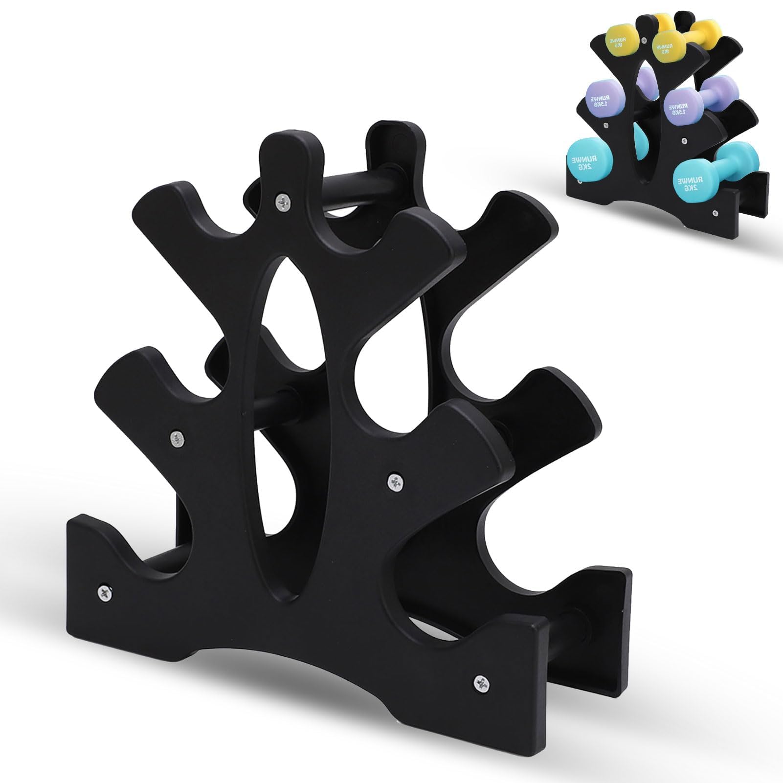 Rastrelliera Per Manubri 3 Livelli - Porta Manubri Da 2-11 Libbre, PP Resistente, Salvaspazio - Foto 12