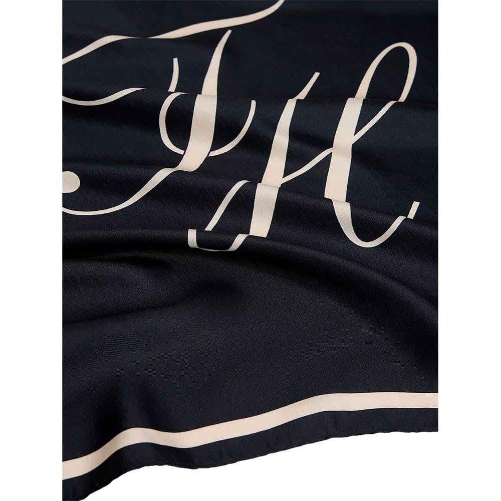 Tommy Hilfiger Damski jedwabny szal Tommy Script AW0AW18223 lekki szalik, niebieski, jeden rozmiar, Niebieski (kosmiczny niebieski/miękki krem), rozmiar uniwersalny
